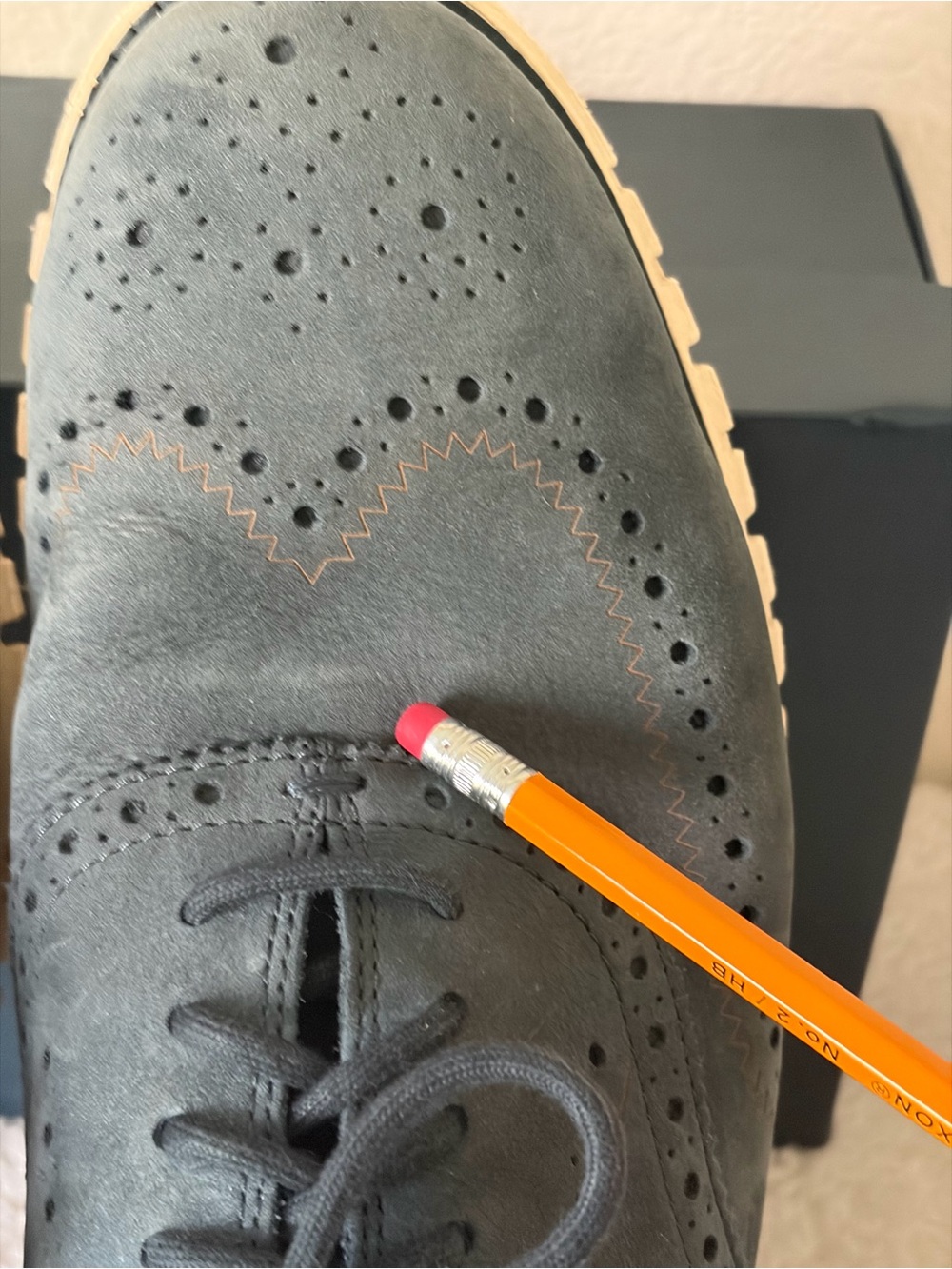 Cole Haan Men’s Navy Blue Nubuck Zerogrand Remastered Wingtip Oxfords Size 9.5M - Picture 13 of 15